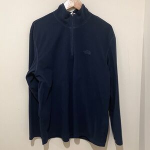 Navy Blue North Face Fleece Pullover 1/4 Zip Jacket, Size XL